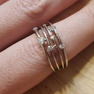 Elegant White Gold Multi-Band Ring